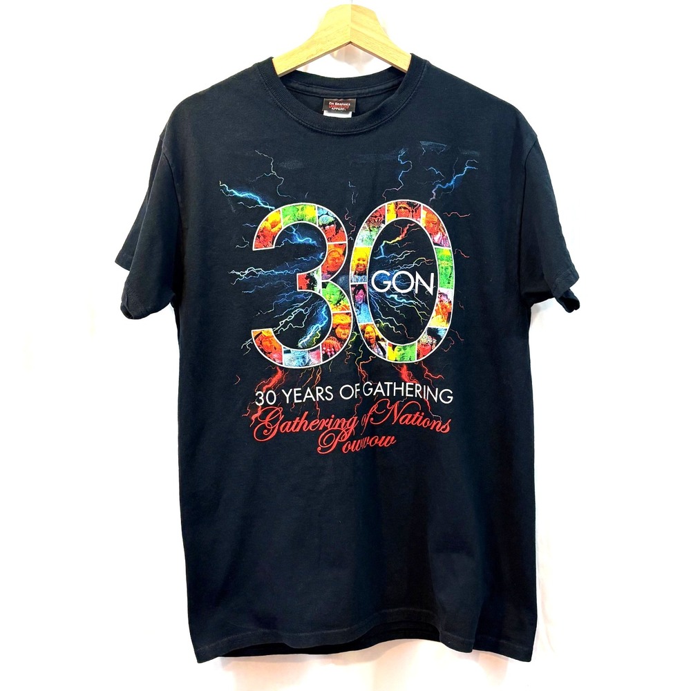 Gathering of Nations 30th Anniversary T-Shirt, Powwow, Black Size M